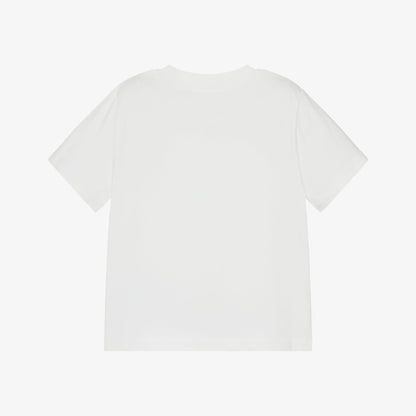 女童白色印花棉T恤
