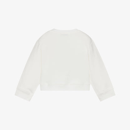 女童白色刺绣棉卫衣