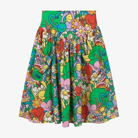 女童彩色太阳花印花短裙