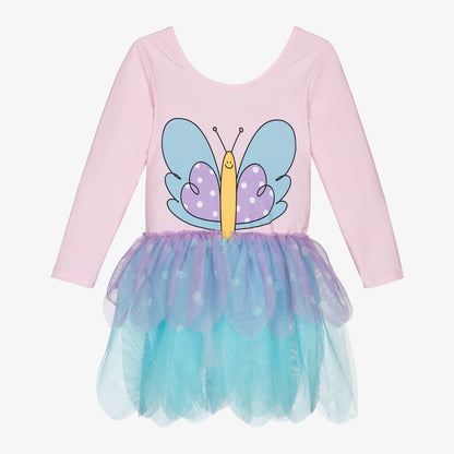 女童淡粉色蝴蝶印花连衣裙