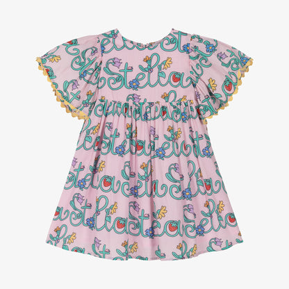 女童粉色印花棉连衣裙