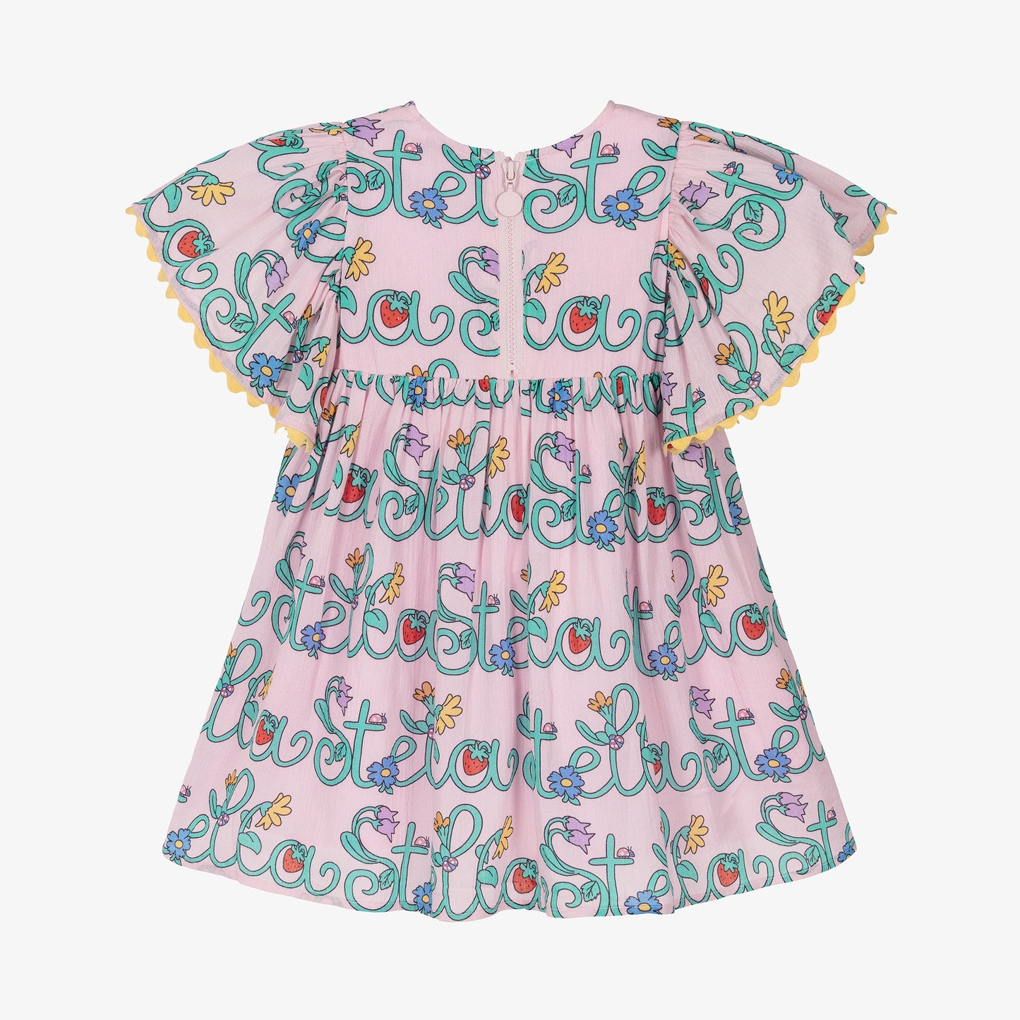 女童粉色印花棉连衣裙
