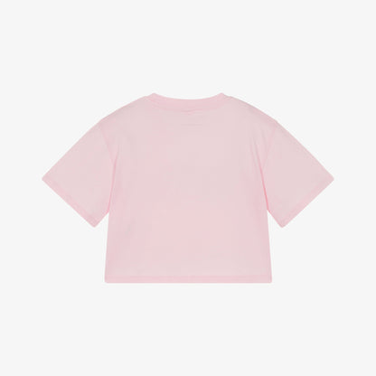 女童粉色印花棉T恤