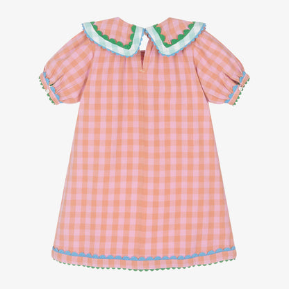 女童粉色太阳花棉连衣裙