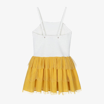 女童白色蜜蜂棉连衣裙