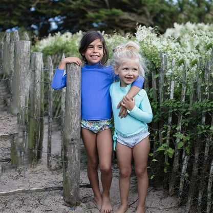 儿童蓝色防晒游泳T恤(UPF50+)