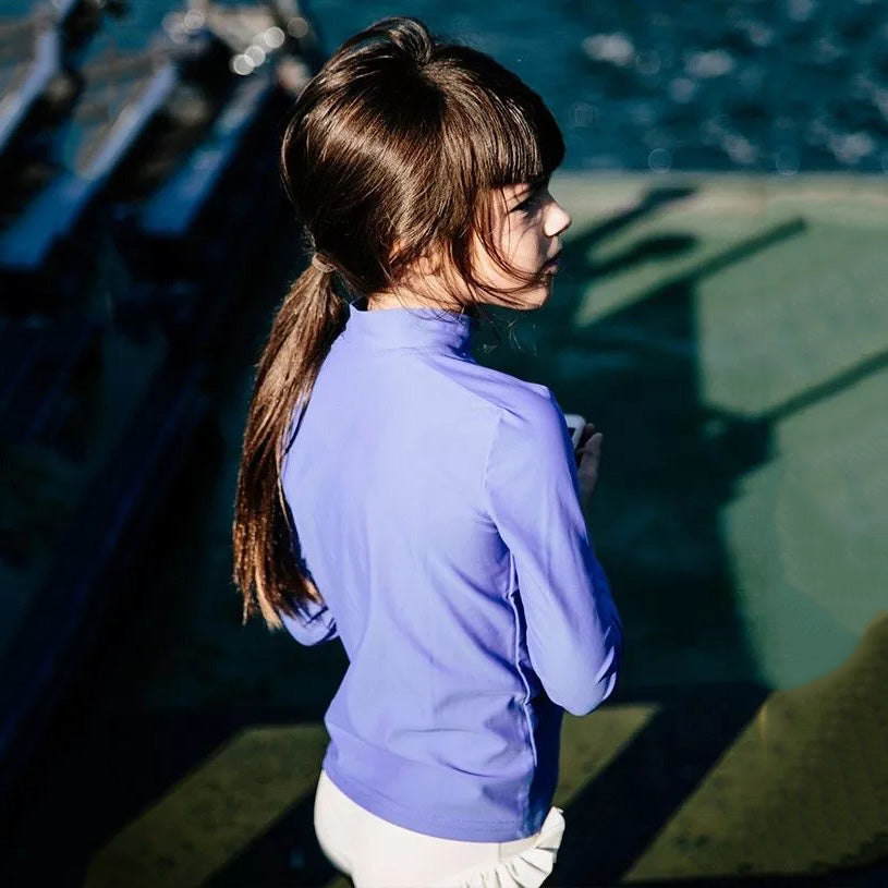 儿童蓝色防晒游泳T恤(UPF50+)