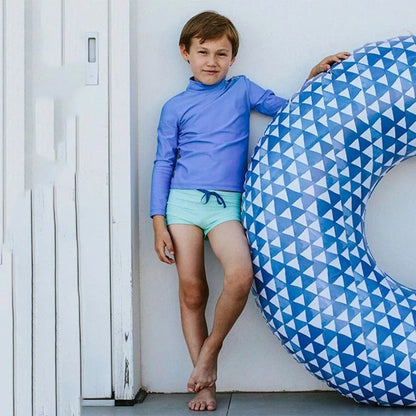 儿童蓝色防晒游泳T恤(UPF50+)