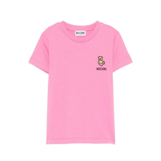 女童粉色刺绣小熊棉T恤