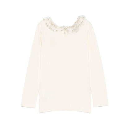 女童白色荷叶边棉T恤