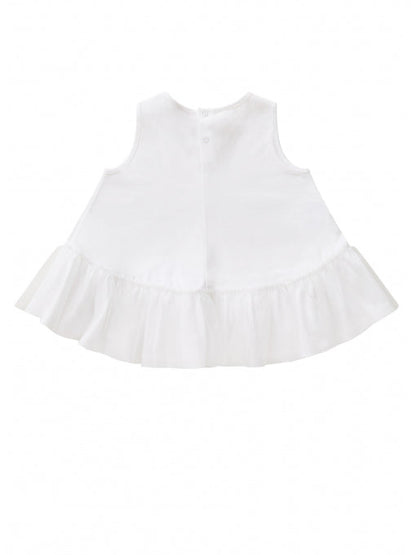 Girls White Cotton T-shirt