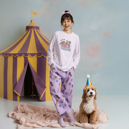 亲子款紫色噗噗棉小狗长裤