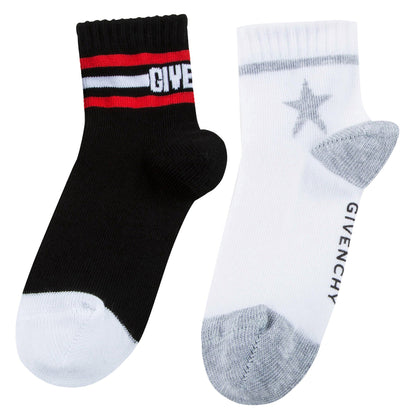 Girls & Boys Black & White Logo Cotton Socks（Two Pairs）