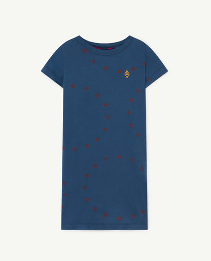 女童蓝色星星棉连衣裙