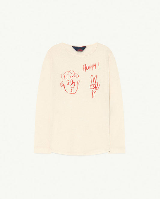 Boys & Girls White Happy Print Cotton T-Shirt