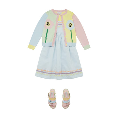 女童彩色针织开衫