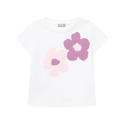 女童白色印花棉T恤