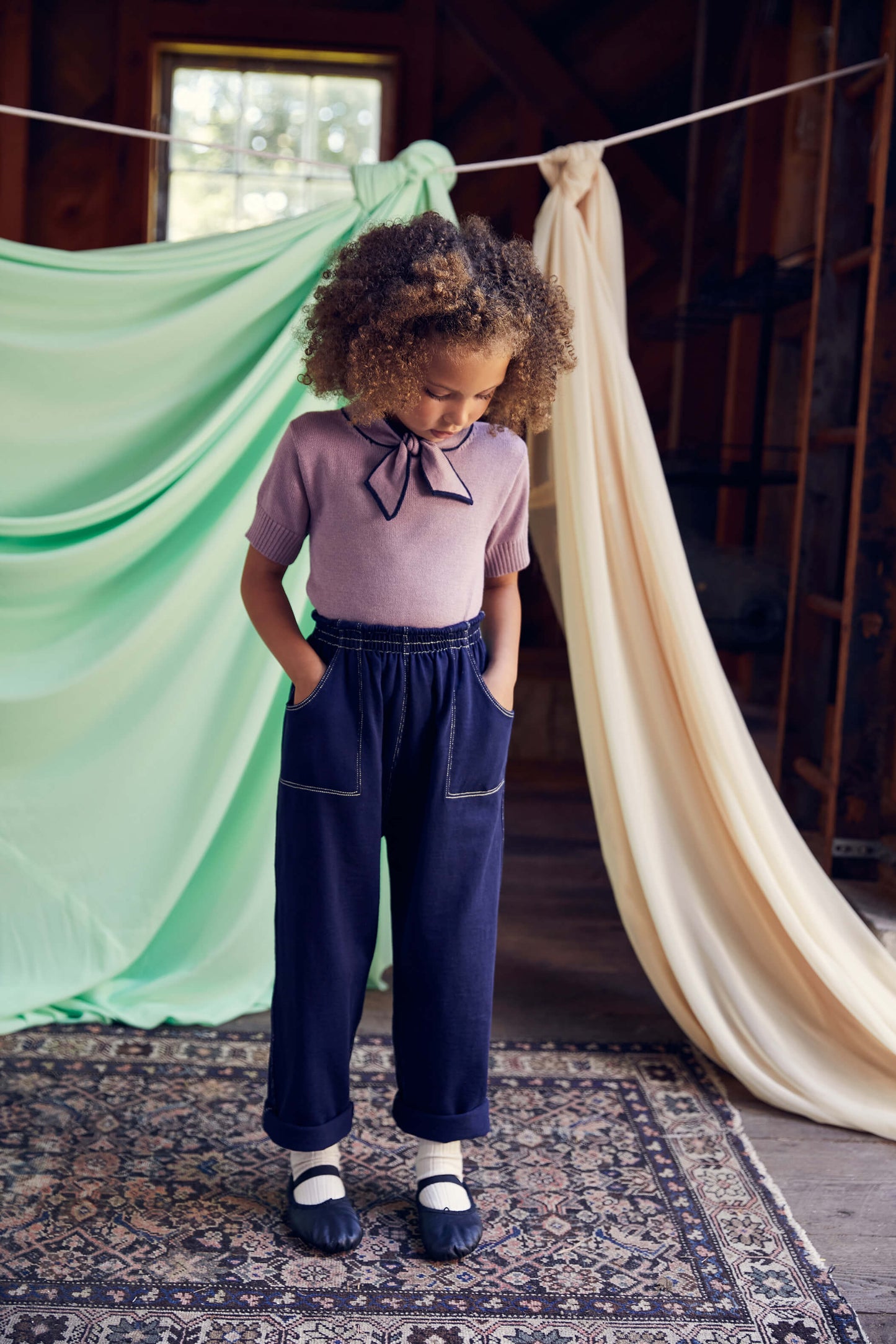 Girls Mauve Pima Cotton Sweater