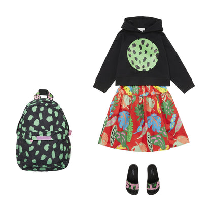 女童红色印花棉连衣裙