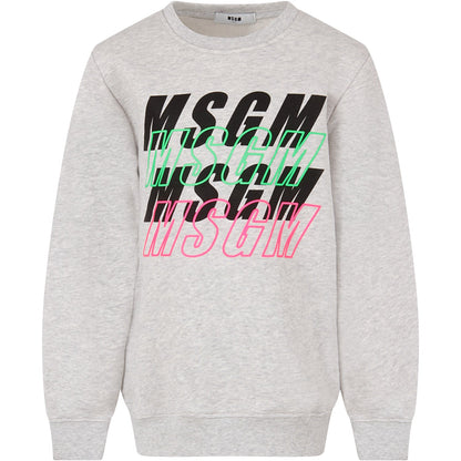 Boys & Girls Light Melange Grey Cotton Sweatshirt