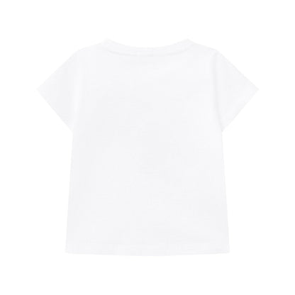 女童白色印花棉T恤