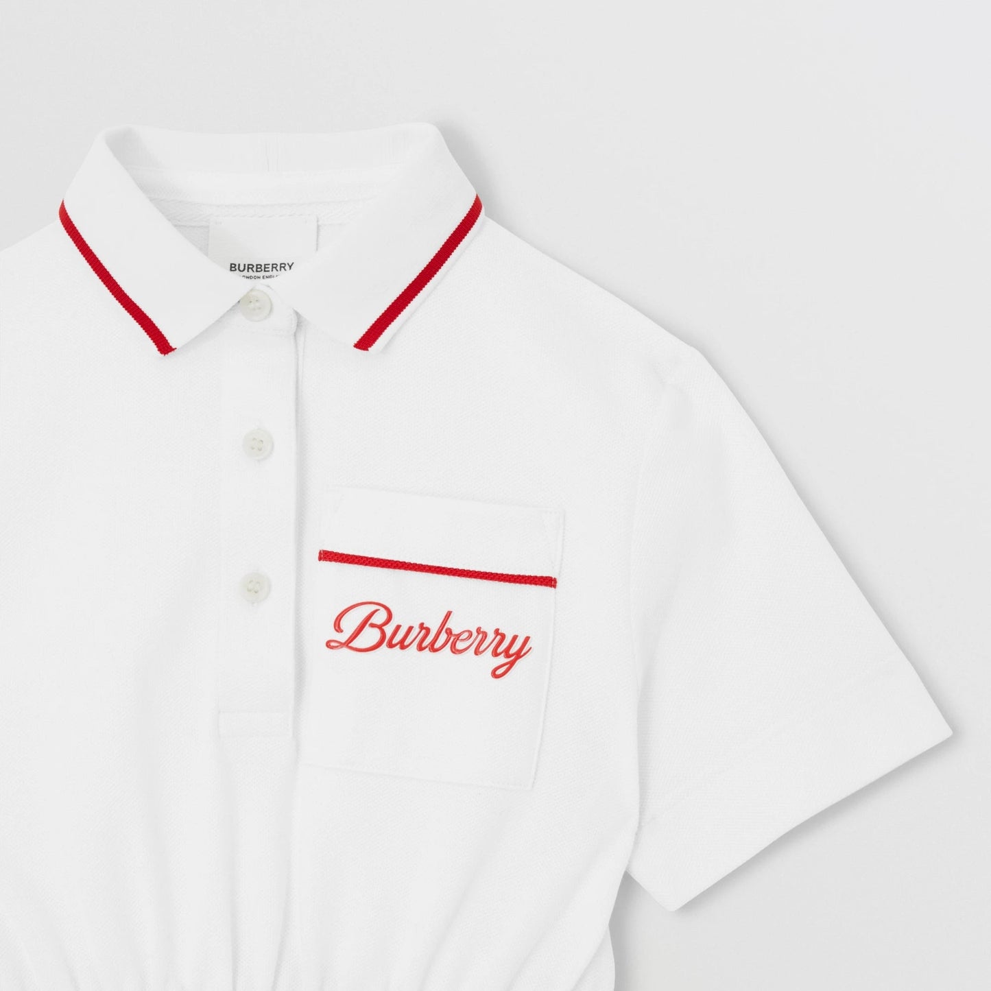 女童白色Logo棉连衣裙