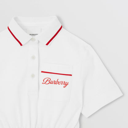 女童白色Logo棉连衣裙