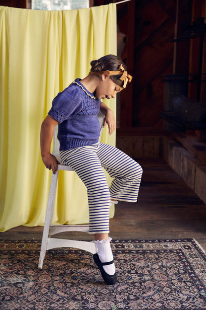 Girls Blue Ruffle Pima Cotton Sweater