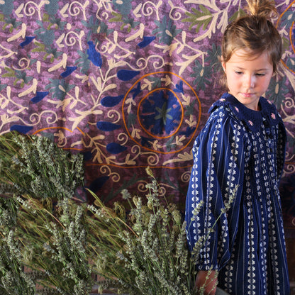 女童蓝色碎花棉上衣