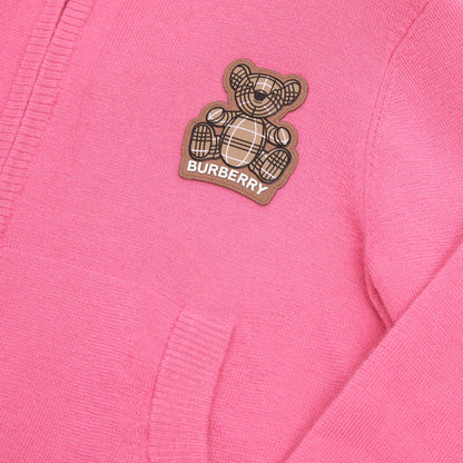 女童粉色连帽羊绒开衫