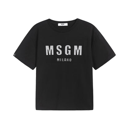 女童黑色Logo棉T恤