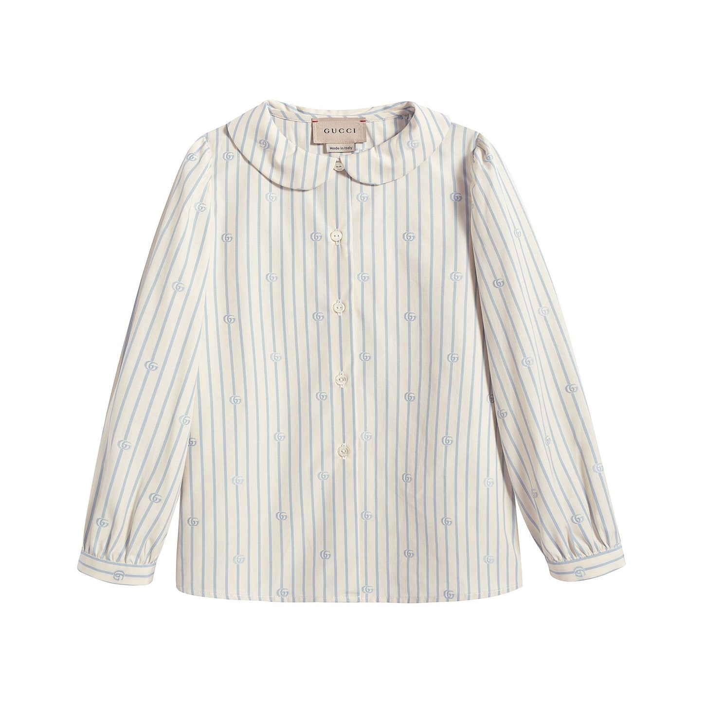 女婴白色条纹Logo棉衬衫
