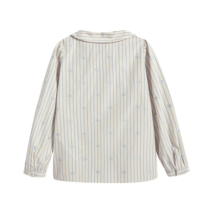 女婴白色条纹Logo棉衬衫