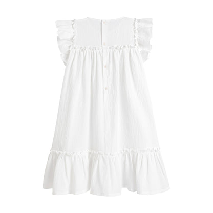 女童白色棉连衣裙