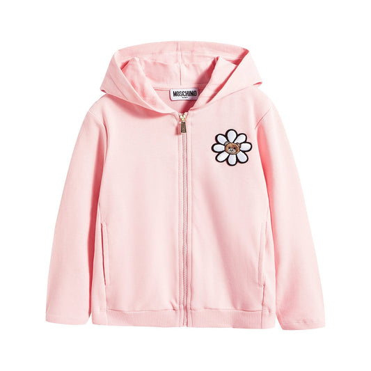 女婴粉色Logo棉连帽衫