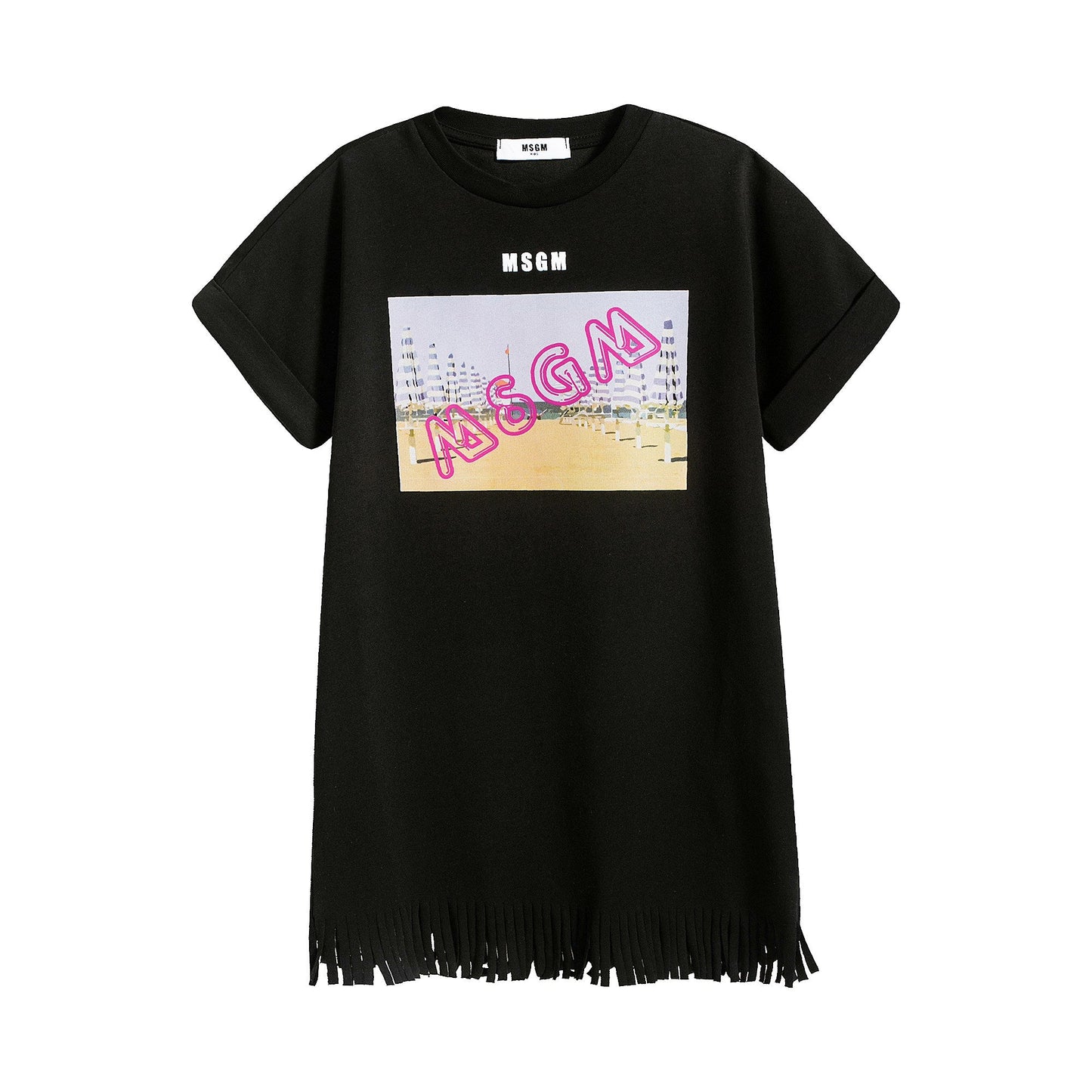 女童黑色Logo棉连衣裙