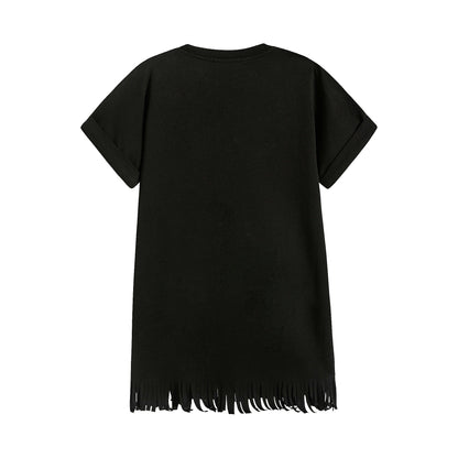 女童黑色Logo棉连衣裙