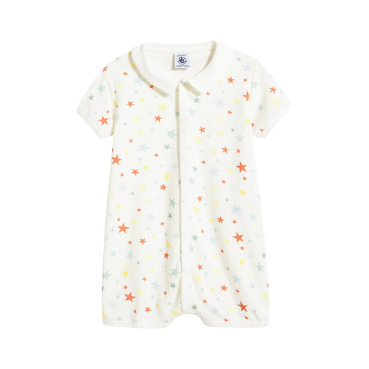 男婴白色星星棉连体衣