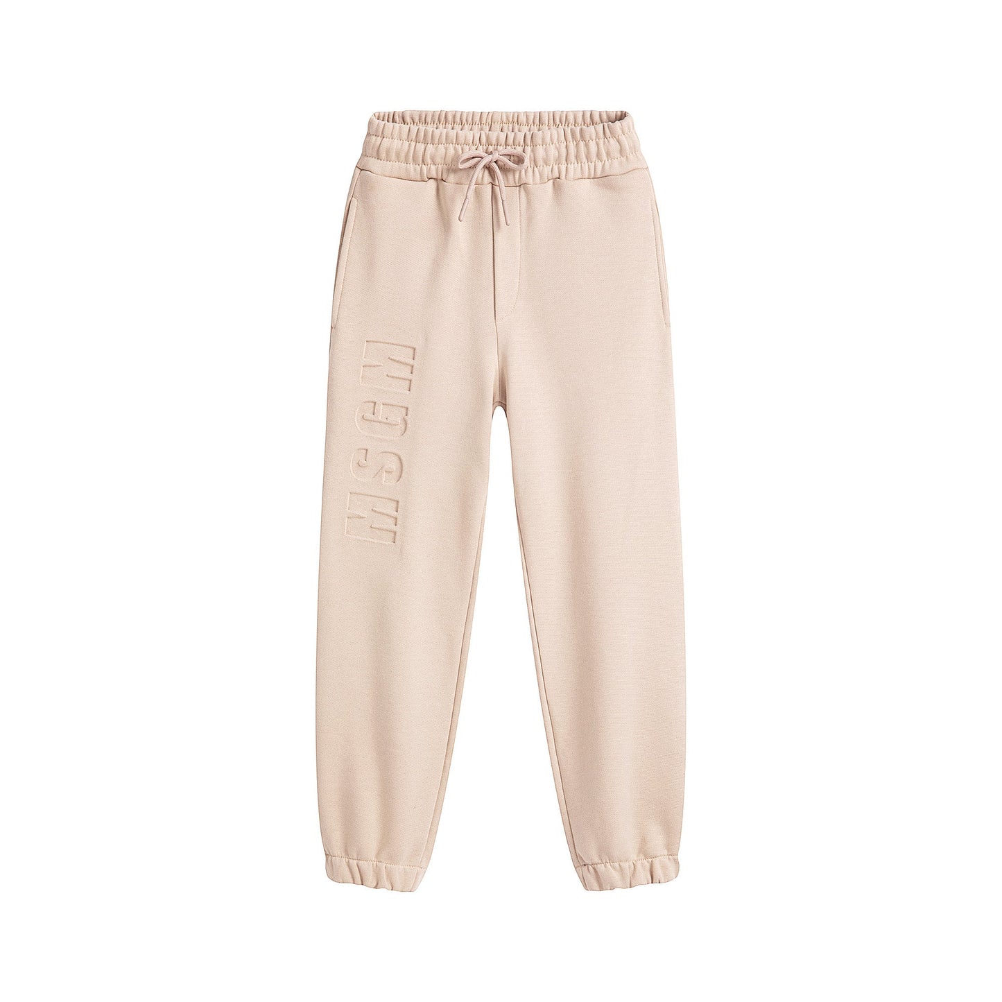 儿童米色Logo棉长裤