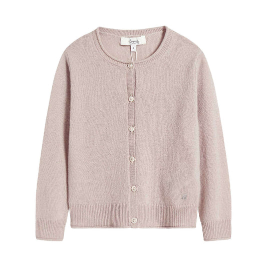 Girls Puce Grey Cashmere Cardigan