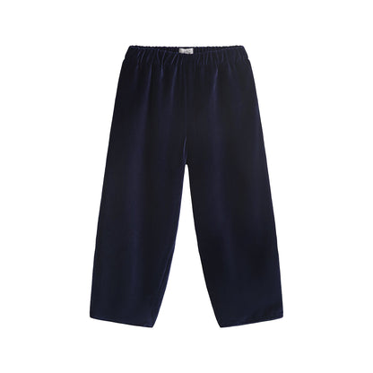 女童深蓝色丝绒长裤