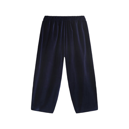 女童深蓝色丝绒长裤