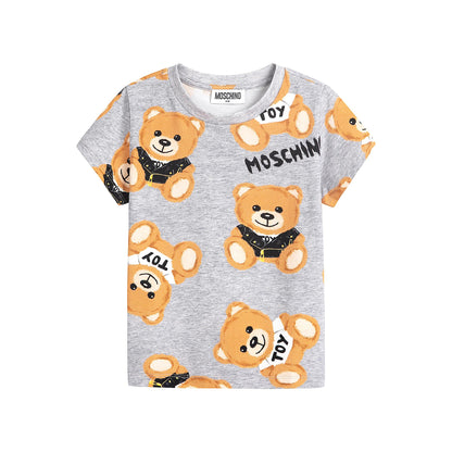 儿童灰色印花棉T恤