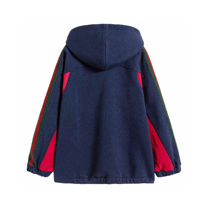Baby Boys & Girls Prussian Blue Cotton Hoodie