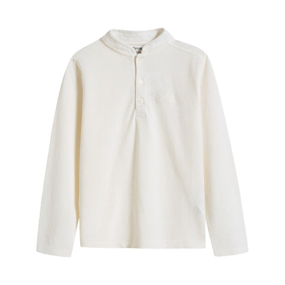 Boys Off White Cotton Poloshirt