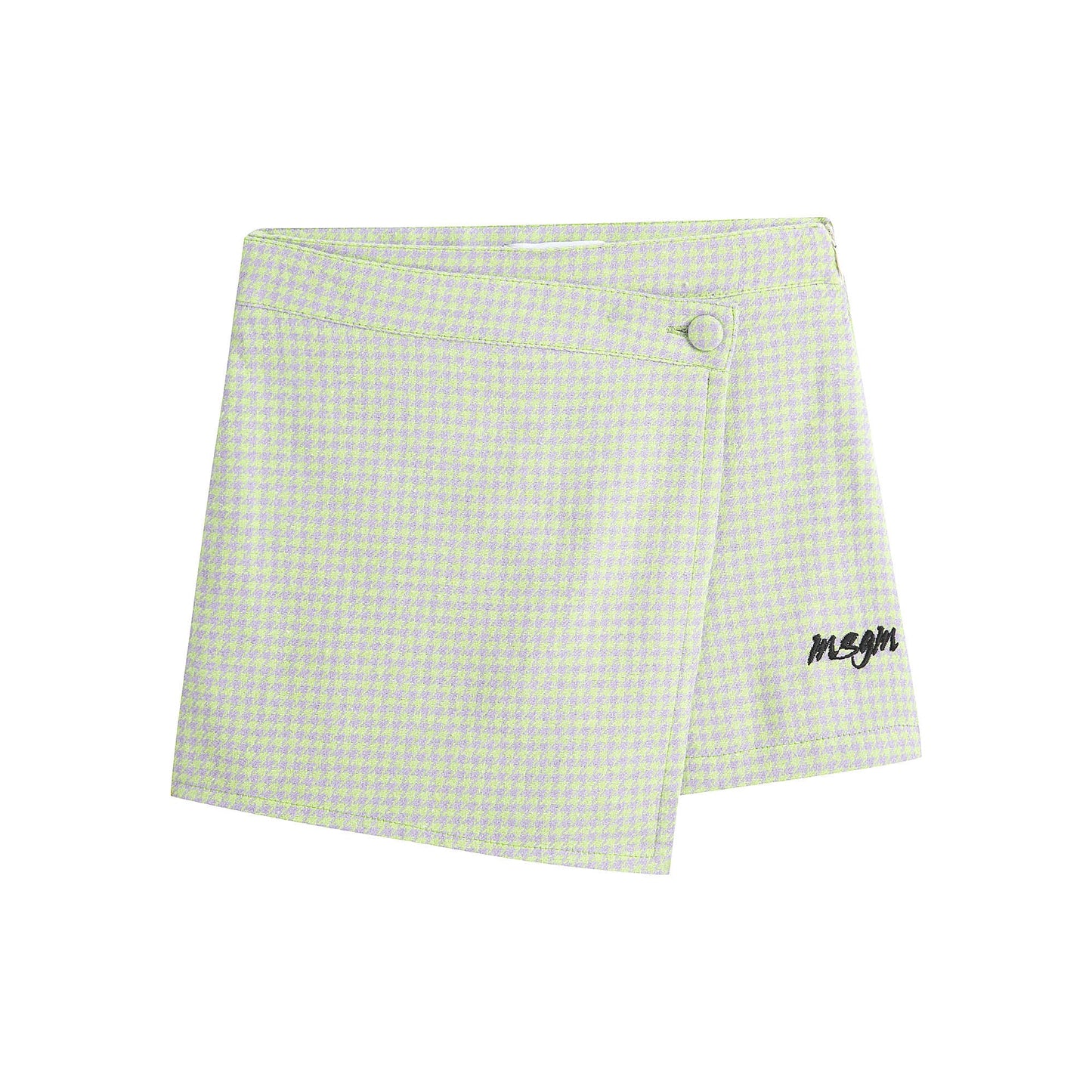 女童绿色格子短裤