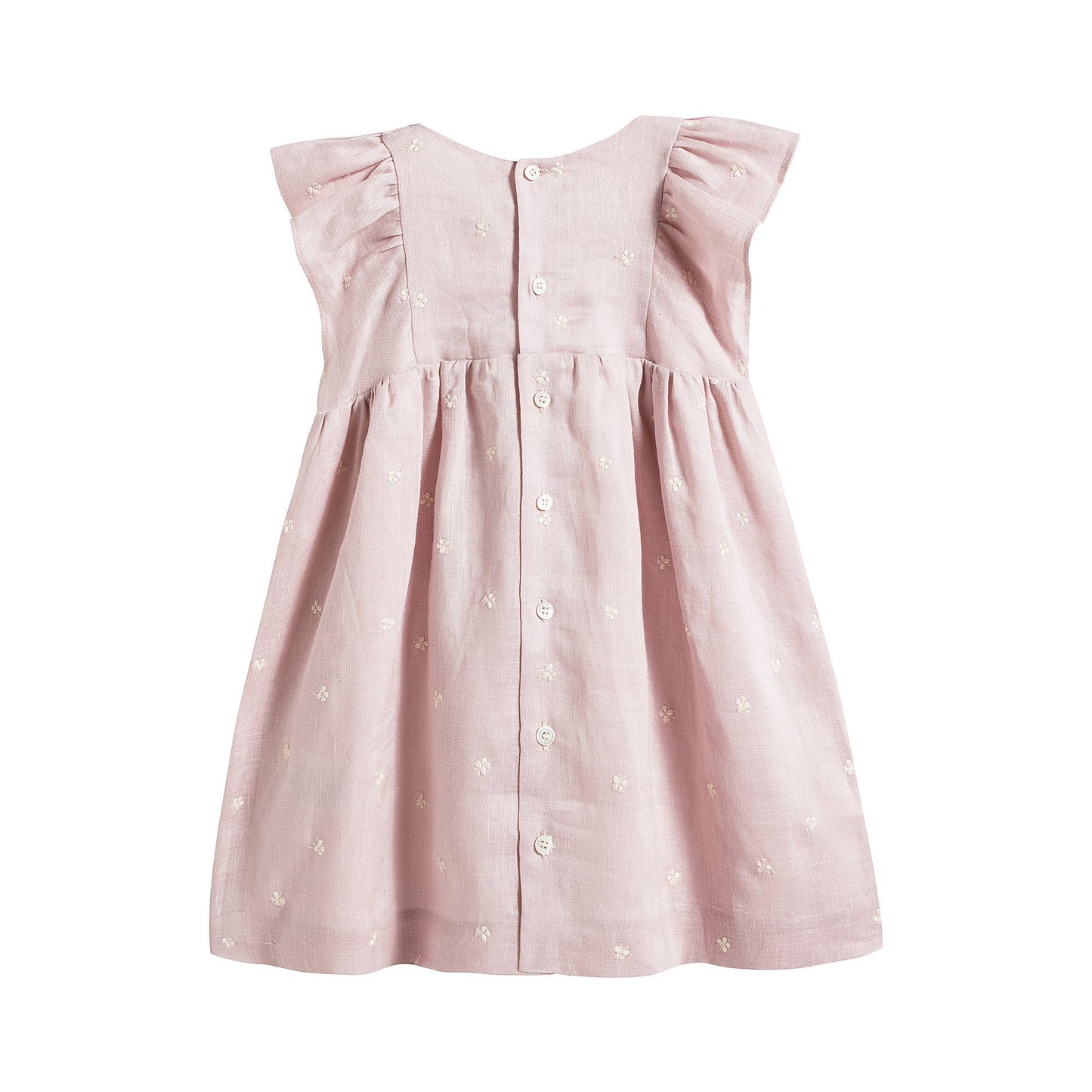 女婴粉色刺绣棉连衣裙