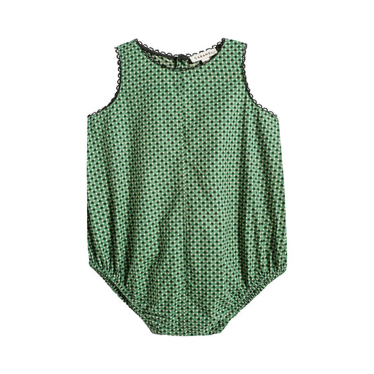 Baby Girls Green Dots Cotton Babysuit