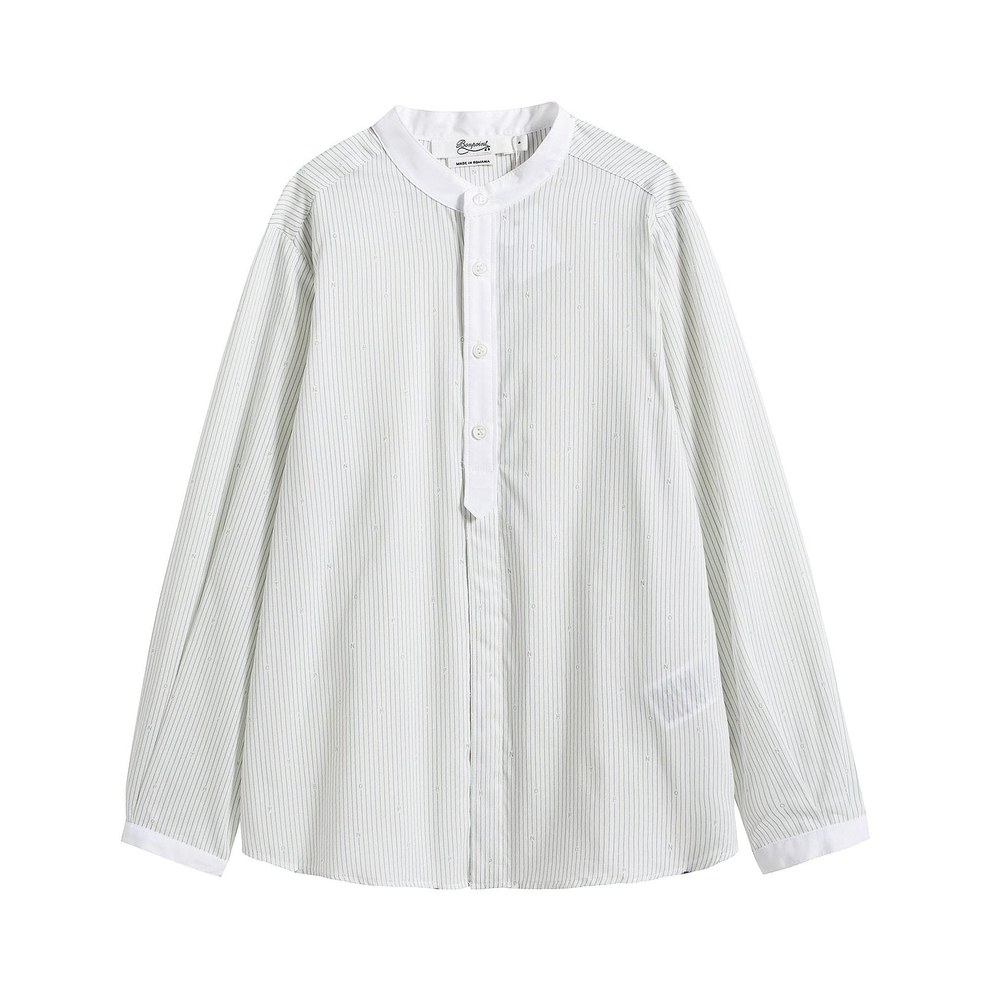 男童蓝色条纹棉衬衫