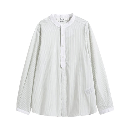 男童蓝色条纹棉衬衫